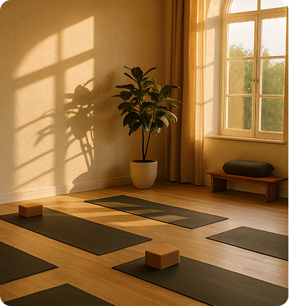 Instructor guiding a peaceful yoga session